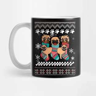 Funny Pug Dog Paws Christmas Socking Gifts Presents Mug